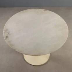 Table vintage en métal avec plateau en marbre, design Italie années 1970