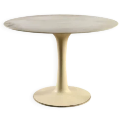 Table vintage en métal avec plateau en marbre, design Italie années 1970