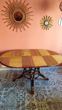 Table vintage en rotin
