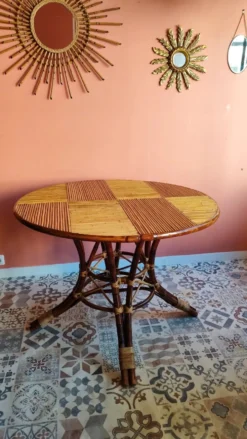 Table vintage en rotin