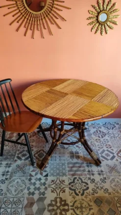 Table vintage en rotin