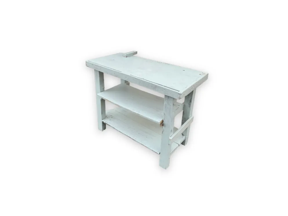 Établi bleu en bois