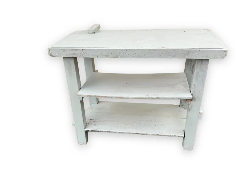 Établi bleu en bois
