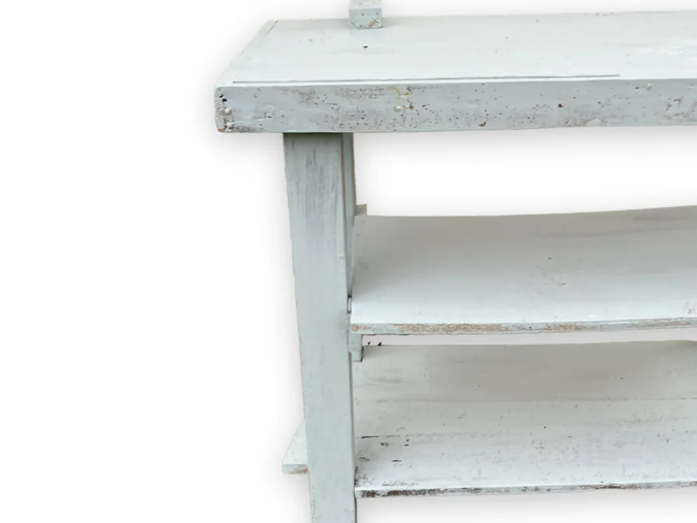Établi bleu en bois