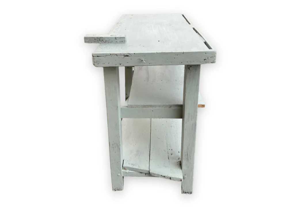 Établi bleu en bois