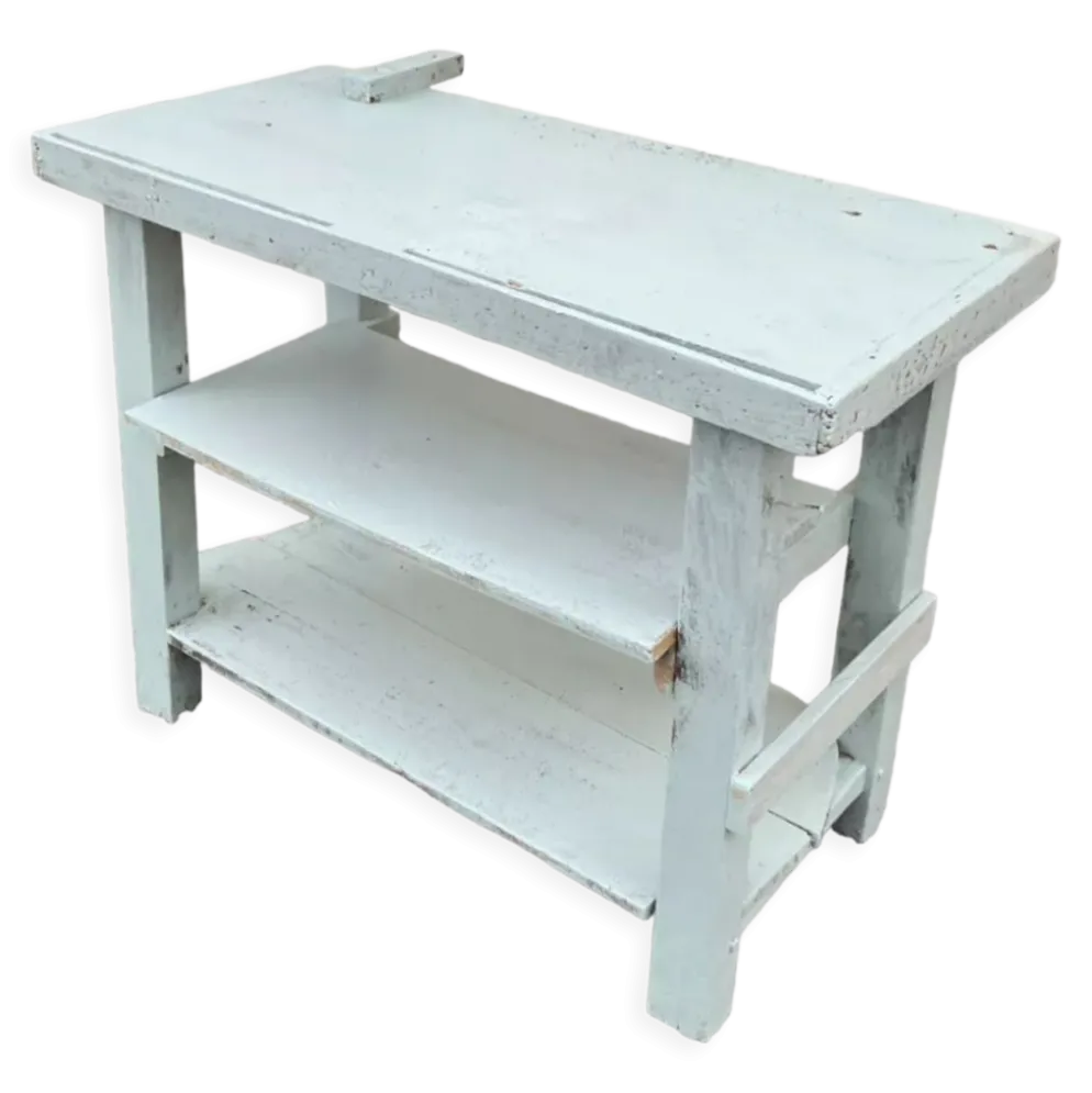 Établi bleu en bois