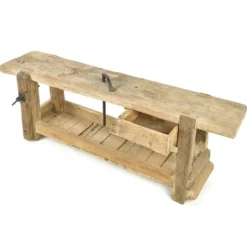 Établi d’atelier en bois ancien (74 x 210 x 47cm)