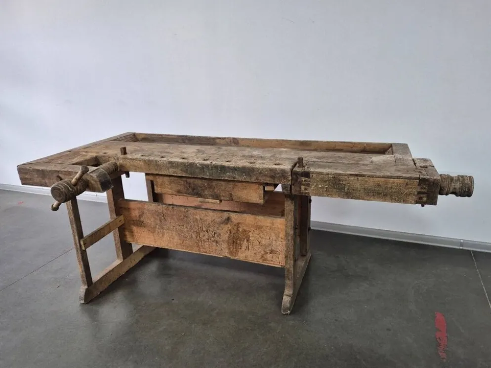 Établi de menuisier ancien, années 1920