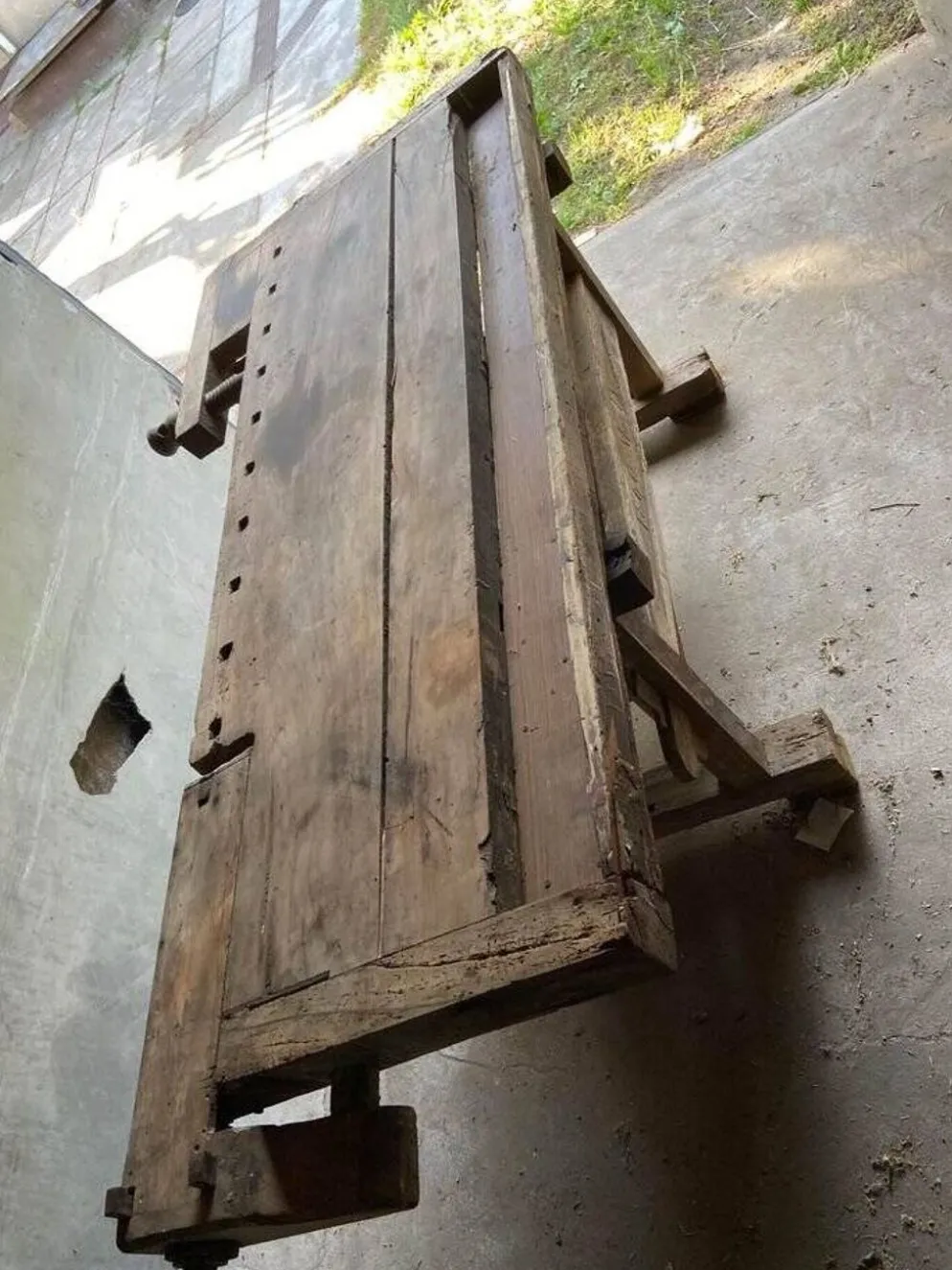 Établi de menuisier ancien avec tiroir et étagère, années 1860