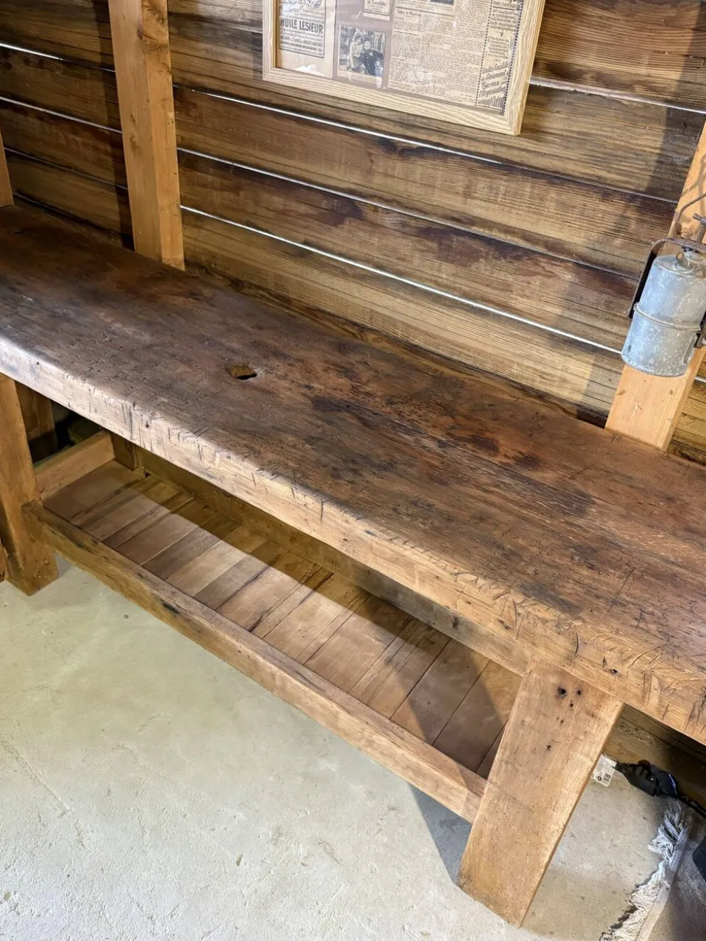 Établi de métier ancien Lemainque Paris – 218 cm 🤎