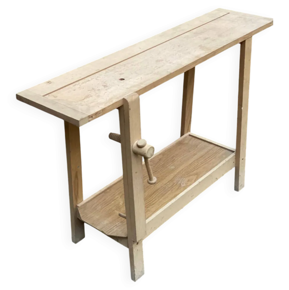 Établi en bois massif avec rangement
