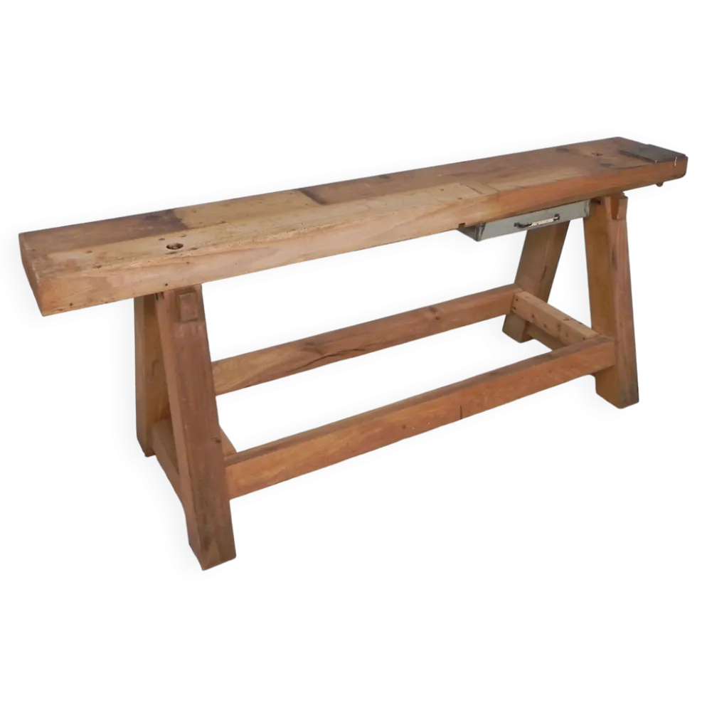 Établi en chêne de 2 mètres de long, années 1950