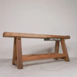 Établi en chêne de 2 mètres de long, années 1950