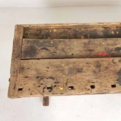 Établi industriel en bois avec étau, 194 cm de long, années 1930