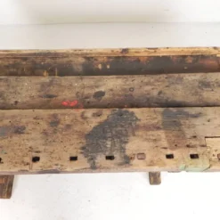 Établi industriel en bois avec étau, 194 cm de long, années 1930