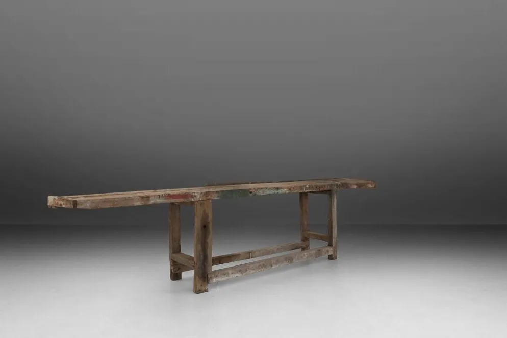 Établi industriel en chêne, Belgique vers 1850