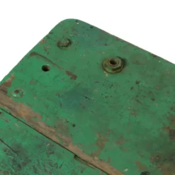 Établi industriel vert unique en bois et métal, 160 cm
