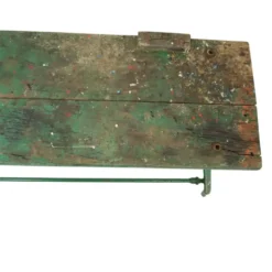 Établi industriel vert unique en bois et métal, 160 cm
