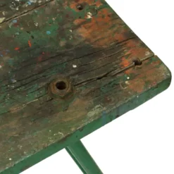 Établi industriel vert unique en bois et métal, 160 cm