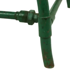Établi industriel vert unique en bois et métal, 160 cm