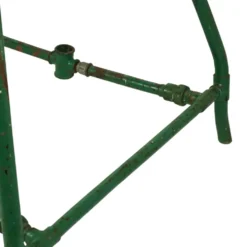 Établi industriel vert unique en bois et métal, 160 cm