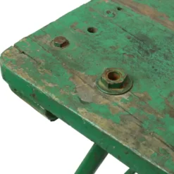 Établi industriel vert unique en bois et métal, 160 cm