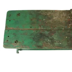 Établi industriel vert unique en bois et métal, 160 cm