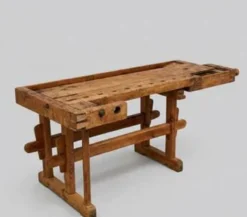 Établi industriel vintage en bois pour menuisier