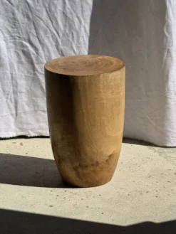 Tabouret, table d'appoint, bout de canapé en manguier massif cylindrique