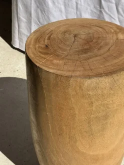 Tabouret, table d'appoint, bout de canapé en manguier massif cylindrique