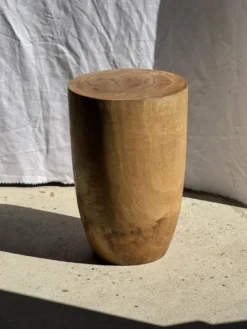 Tabouret, table d'appoint, bout de canapé en manguier massif cylindrique