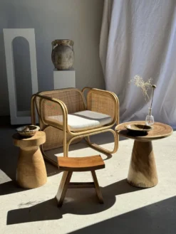 Tabouret, table d'appoint, bout de canapé en manguier massif totem naturel