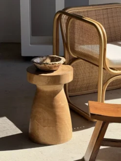 Tabouret, table d'appoint, bout de canapé en manguier massif totem naturel