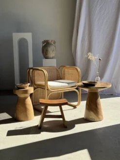 Tabouret, table d'appoint, bout de canapé en manguier massif totem naturel