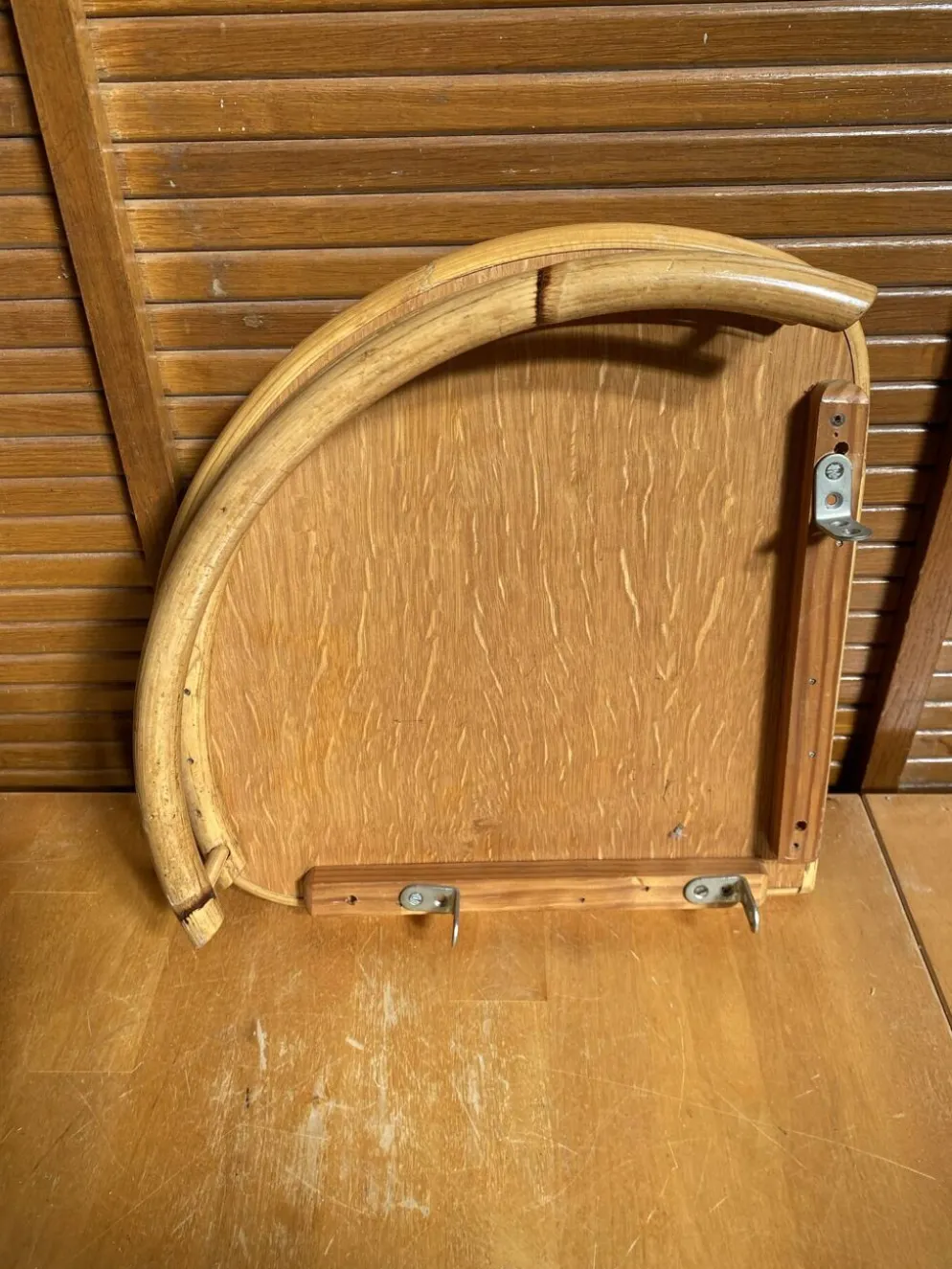 Étagère Angle Ancien Murale Bambou + Bois Années 60 Vintage #E386