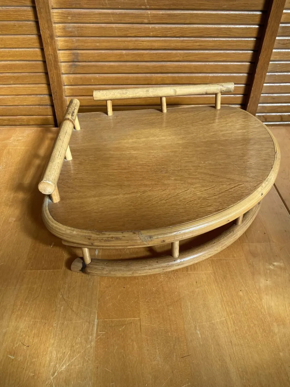 Étagère Angle Ancien Murale Bambou + Bois Années 60 Vintage #E386