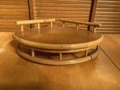 Étagère Angle Ancien Murale Bambou + Bois Années 60 Vintage #E386