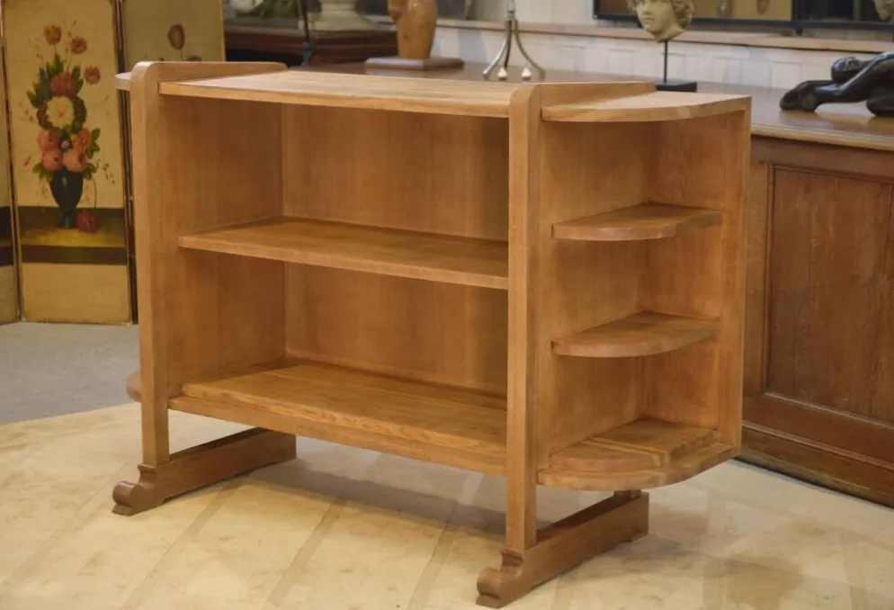 Étagère art déco moderniste en chêne 1940’s