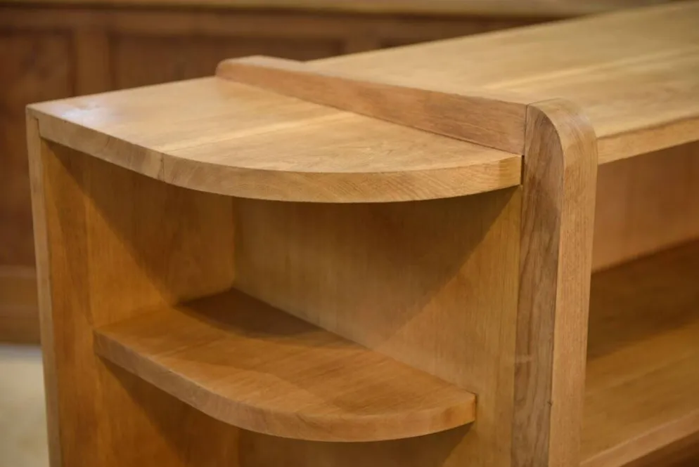 Étagère art déco moderniste en chêne 1940’s