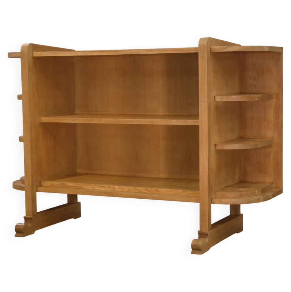 Étagère art déco moderniste en chêne 1940’s
