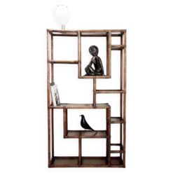 Étagère asymétrique en bambou et verre fumé - Années 1970
