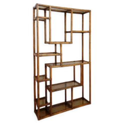 Étagère asymétrique en bambou et verre fumé - Années 1970
