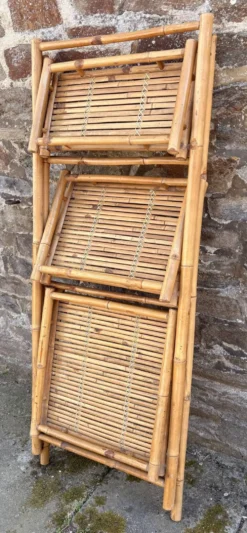 Étagère bambou “Atelier Riviera” 3 niveaux, pliante, vintage, années 60