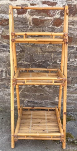 Étagère bambou “Atelier Riviera” 3 niveaux, pliante, vintage, années 60