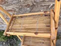 Étagère bambou “Atelier Riviera” 3 niveaux, pliante, vintage, années 60