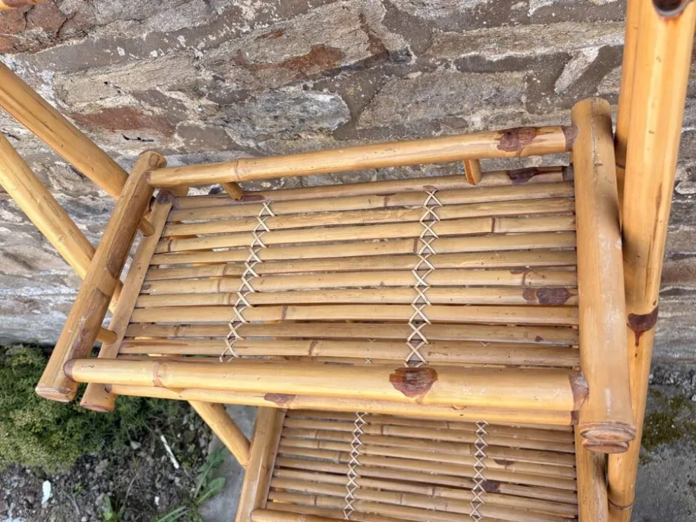 Étagère bambou “Atelier Riviera” 3 niveaux, pliante, vintage, années 60