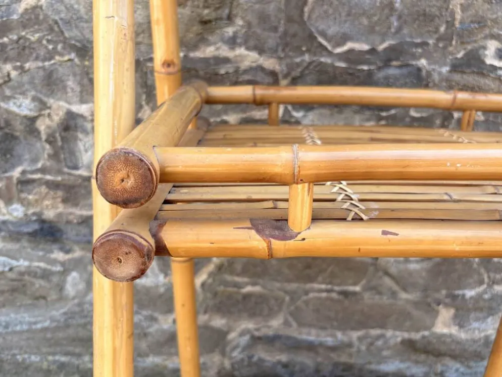 Étagère bambou “Atelier Riviera” 3 niveaux, pliante, vintage, années 60