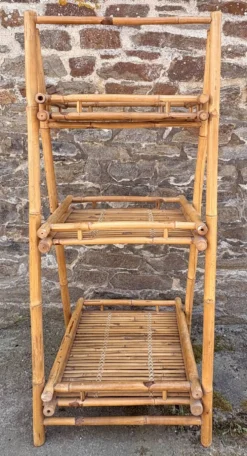 Étagère bambou “Atelier Riviera” 3 niveaux, pliante, vintage, années 60