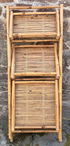 Étagère bambou “Atelier Riviera” 3 niveaux, pliante, vintage, années 60
