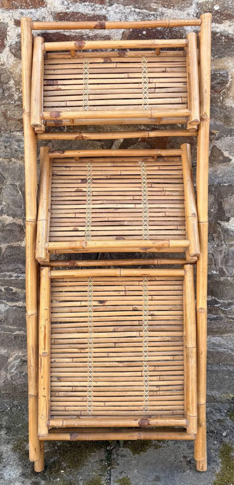 Étagère bambou “Atelier Riviera” 3 niveaux, pliante, vintage, années 60
